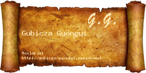 Gubicza Gyöngyi névjegykártya